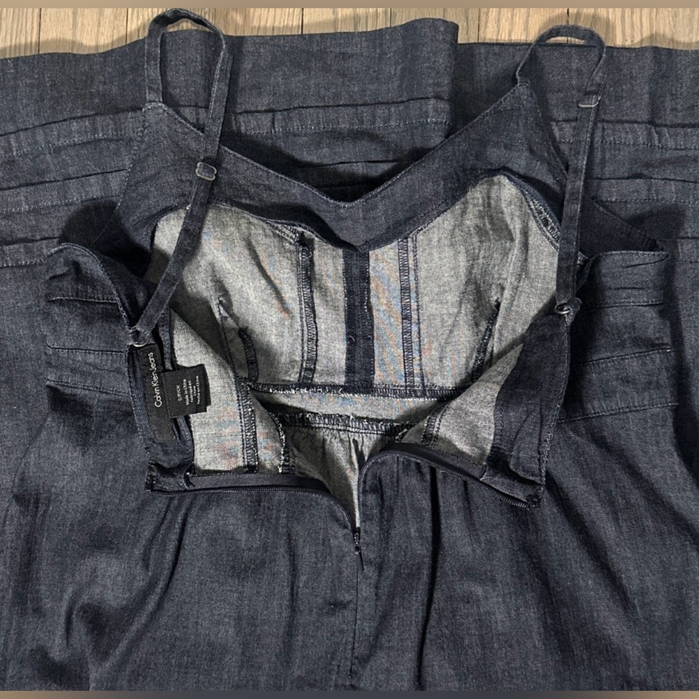 Calvin Klein Blue Denim A-Line Knee Length Dress - Picture 4 of 4